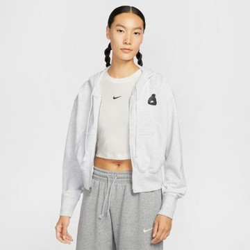 NIKE 外套 女 運動連帽外套 AS W NSW GFX FLC CROP FZ HDY G 灰 IO0490051(3S4625)