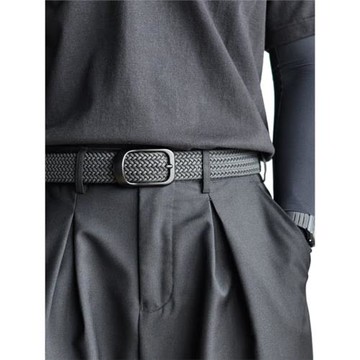 編織腰帶男潮 年輕人休閑百搭帆布褲帶 彈力松緊軍訓針扣布料皮帶