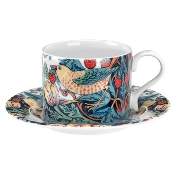英國SPODE 威廉莫里斯William Morris聯名款-草莓鳥園280ml杯盤組 杯子 盤子