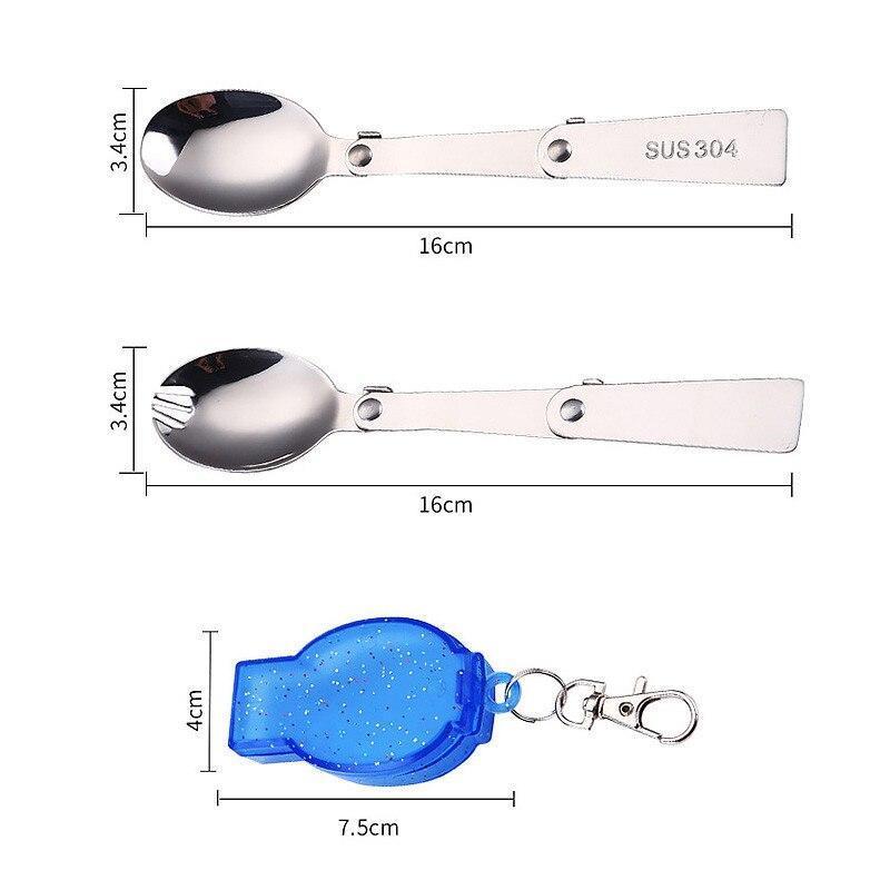 ポータブル折りたたみ式スプーンフォーク,旅行やキャンプ用品,ステンレス製ポケットフォーク,ツーリストアクセサリー