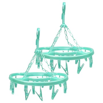 圓型曬衣架，塑料鐵線材質，23x23x1.5公分  綠色  2個