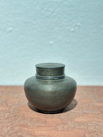 弦紋錫罐 茶倉 底款為豐好堂造