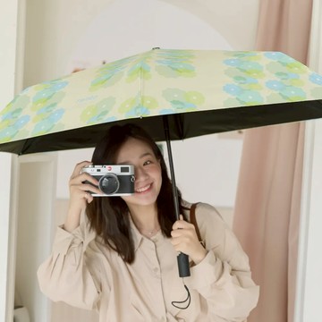rento 防曬黑膠安全自動傘-點點蒔花(青草綠)