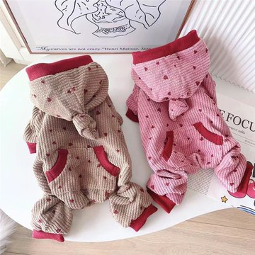 泰迪冬天棉衣比熊貴賓雪納瑞寵物小型犬秋冬季燈芯絨保暖四腳衣服