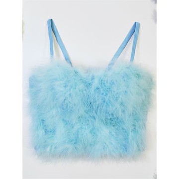 羽毛仙氣魚骨外穿胸衣背心吊帶短款女團甜美舞臺表演出歐美女主播