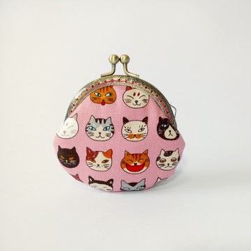 1987 Handmades 【小花貓-粉】口金包 零錢包 手拿包