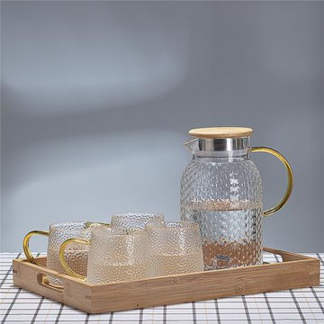 加厚耐熱玻璃涼水壺錘紋冷水壺大容量防爆水壺家用待客多用泡茶壺