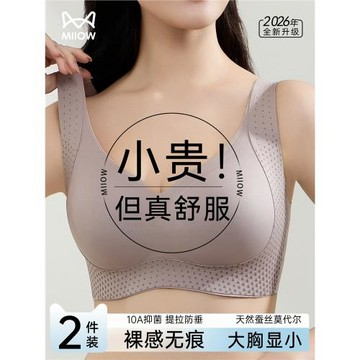 貓人大胸顯小文胸顯瘦莫代爾內衣收副乳防下垂提拉無痕胸罩無鋼圈