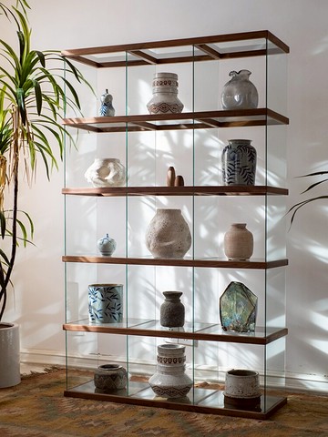 掬涵 自由組合實木玻璃柜透明展示柜書柜博古架置物架收納陳列柜