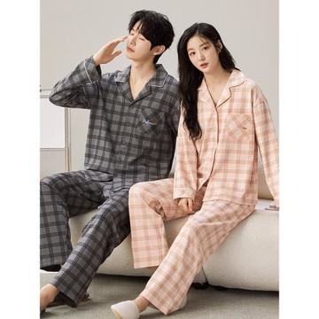 春秋款情侶睡衣長袖純棉2024新款可外穿秋冬男女高級感家居服套裝