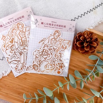 641_職人玫瑰燙金和紙貼紙_ Workers Rose gold w  / 和紙貼紙