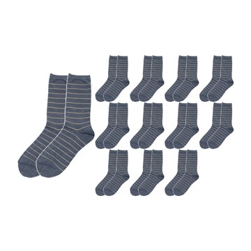 B.V.D. 細條紋男襪 B207 麻灰藍  24-26公分