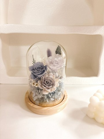 【永生花夜燈玻璃罩】-迷霧藍紫