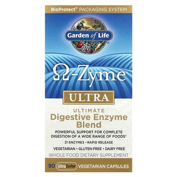 Garden of Life, O-Zyme超級配方，高級混合消化酶，90粒素食膠囊