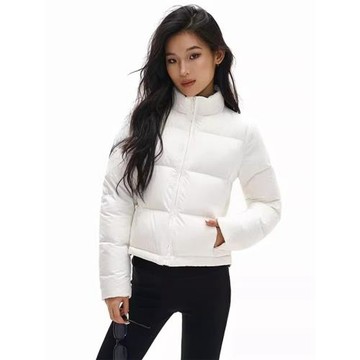 白色輕薄修身短款羽絨服女小個子2025冬季掐腰顯瘦立領運動外套潮
