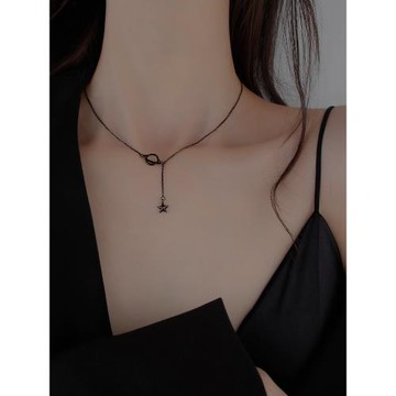 Z小姐 星球項鏈女小眾設計感項鏈2024年新款女鎖骨鏈黑色暗黑系