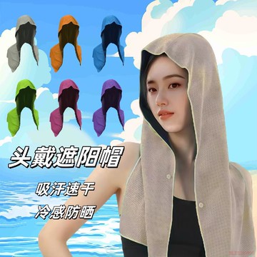桃園出貨✨吸汗冷感頭戴遮陽防曬釣魚頭巾海灘露營健身運動涼爽頭巾掛脖清涼