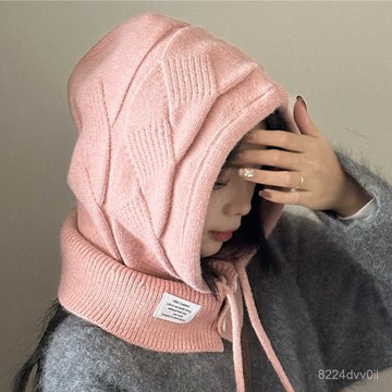 限時特賣🔥防寒帽子 保暖帽韓版巴拉克拉法帽保暖帽子秋冬女款圍脖護耳一體帽時尚百搭針織帽