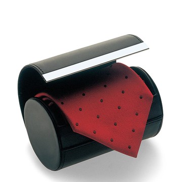 輕奢商務紳士領帶盒黑色皮質旅行便攜出差男士領帶收納盒生日禮物