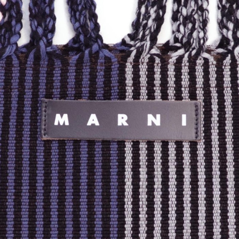 マルニフラワーカフェ ハンモックバッグ ストライプ ブルー MARNI