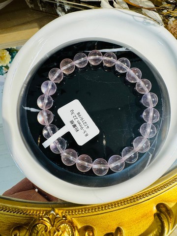 高品高冰天然粉摩根8.5-9mm22.3g水晶手珠桃花戀愛運人際關係生意