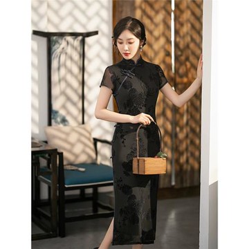 珍愛2025夏季復古優雅改良長旗袍日常修身氣質蕾絲顯瘦媽媽連衣裙