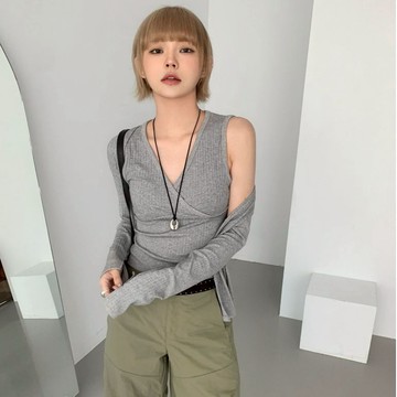 ATTENTION-黑珍珠!交叉背心小外罩set
