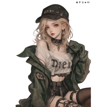 【10月新作5】07-094-0227 人物貼紙 輕龐克女孩