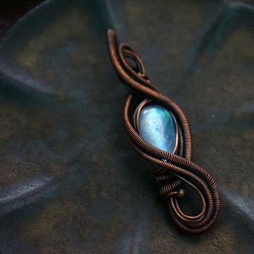 | MC |繞線月光石項鏈 手工編織  復古 wire wrap