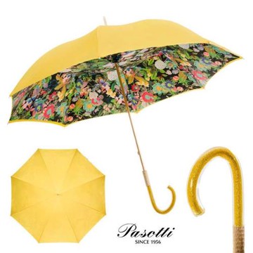 意大利Pasotti閃光系列檸檬黃晴雨兩用遮陽傘新款花朵防紫外線