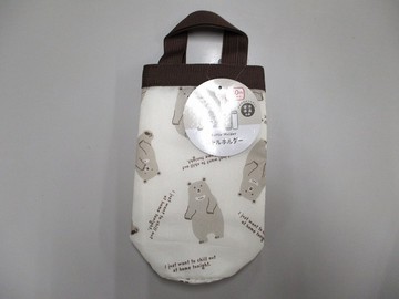 【100 Life Japan Can Do】開心果小熊-提帶保溫保冷瓶套(米)(1入)