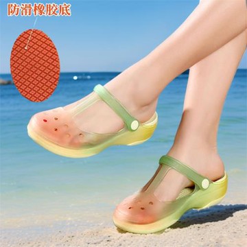 防滑洞洞鞋女款2026新款夏季外穿旅游厚底果凍包頭涼鞋女士沙灘鞋