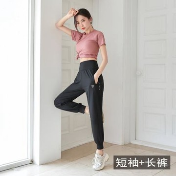 健身房休閑運動套裝女夏速干晨跑t恤寬松冰感專業透氣瑜伽服批發