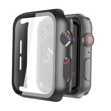 Apple Watch 錶殼 【Ahoye】Apple Watch 鋼化玻璃保護殼 (44mm-黑色) 蘋果手錶殼