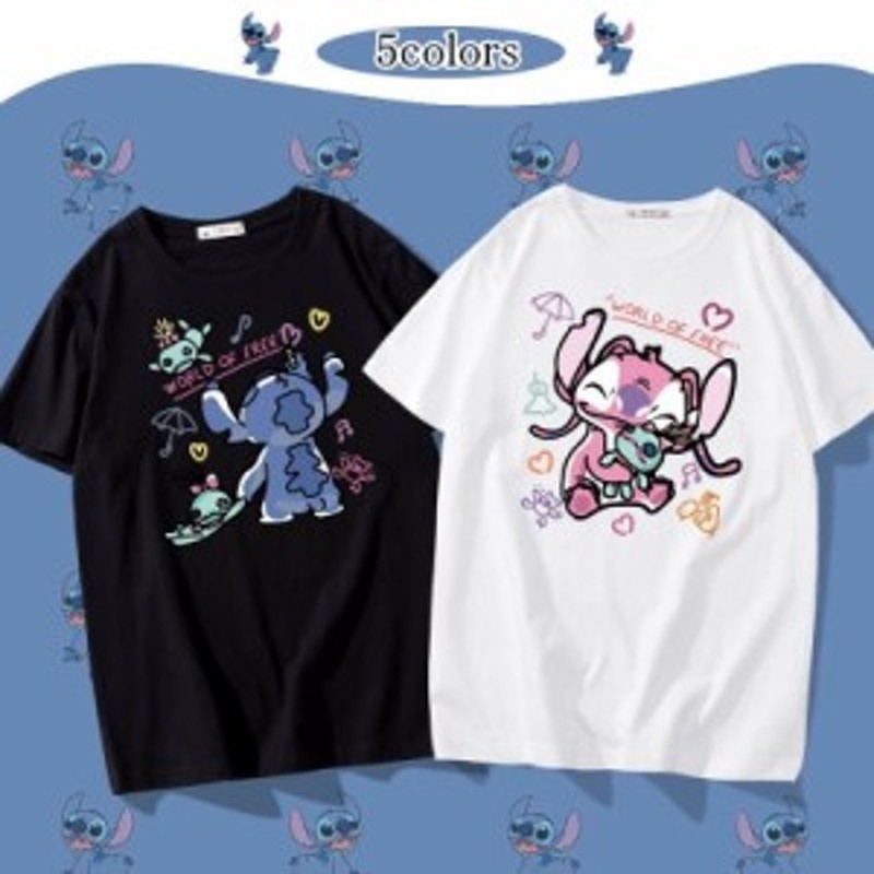 5色 ディズニー 半袖Tシャツ Tee スティッチ エンジェル Stitch