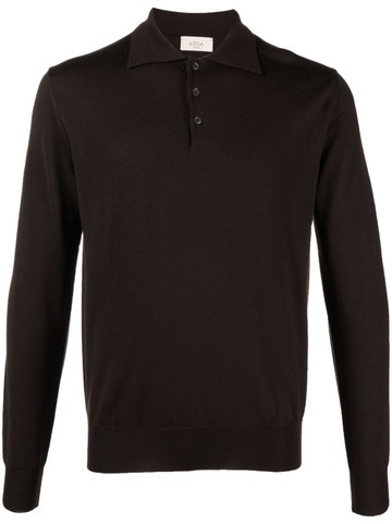 Altea - ribbed virgin wool polo shirt - men - Virgin Wool - M - Brown