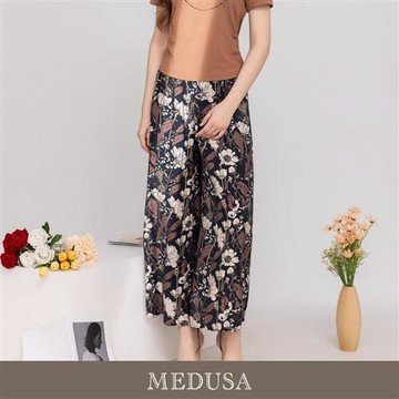 現貨【MEDUSA 曼度莎】MIT 質感花卉印花嫘縈寬褲（M-XL）｜嫘縈寬褲 花卉印花 夏日涼感穿搭