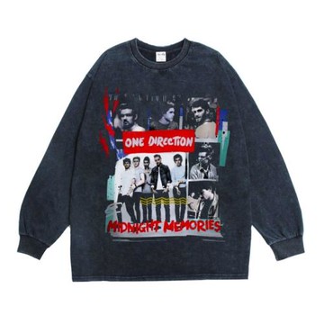 數碼直噴小破團一世代One Direction單向搖滾印花長袖T恤寬松男女