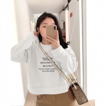 圓領套頭衛衣女短款小個子2024春秋冬新款無帽百搭上衣寬松休閑