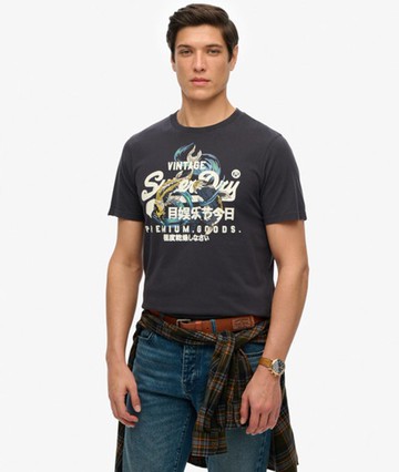 Superdry Men's Vintage Logo Tokyo Relaxed T-shirt Dark Grey Size: S