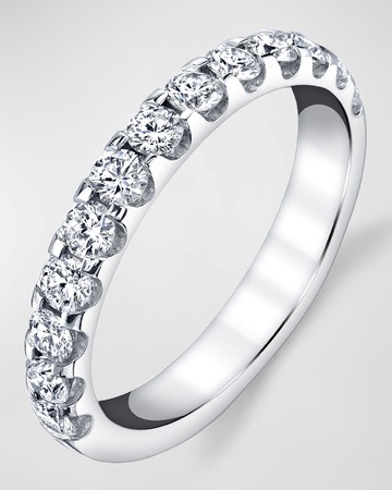 Platinum Halfway Comfort Fit Band with U Prong Set Round Cut Diamonds, 0.80ct