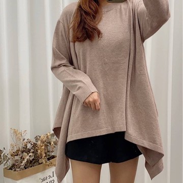 【太妮絲KN34】現貨 不規則針織衫 超舒服 包芯紗 材質好 傘洋 洋裝 素色 可可色 基