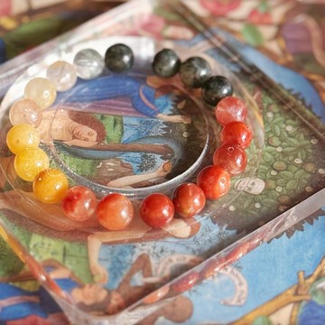 共生幽靈紅膠花紅兔毛水晶丨愛與美維納斯靈氣丨彌雅原創設計