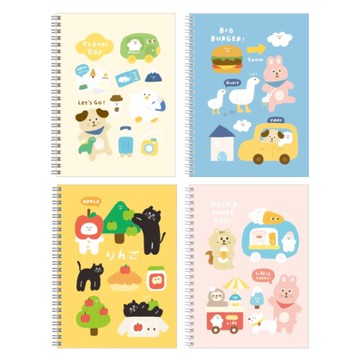 有吉合作社 側翻橫線筆記本A 16K-旅行/漢堡/蘋果/冰淇淋
