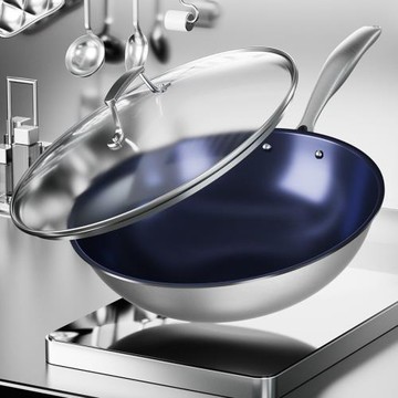 盛師傅鈦斗純鈦炒鍋鈦鍋不易粘鍋多功能炒菜鍋無涂層燃氣電磁爐通