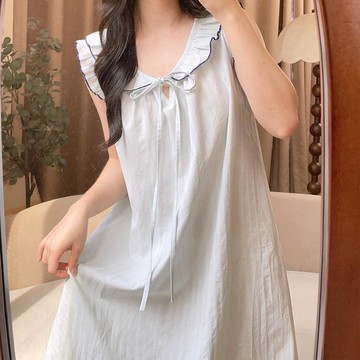 純棉睡裙 透氣 排汗 5940短袖睡裙家居裙純棉睡衣女短袖夏季薄甜美寬鬆可外穿帶胸0605