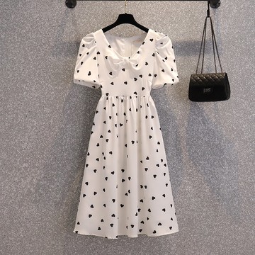品牌折扣店商場專柜撤柜女裝尾貨清倉夏裝法式碎花雪紡短袖連衣裙