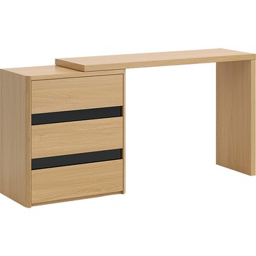 hoi!林氏木業北歐原木風抽屜櫃可伸縮化妝桌 UE1C