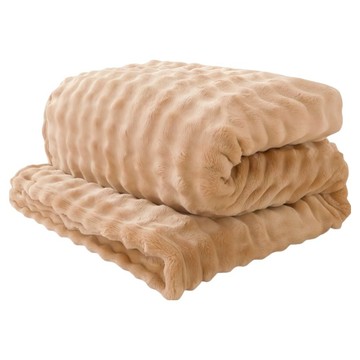 Home of flowers 繁花之家 三層夾棉兔毛牛奶絨毛毯  200 x 150cm  淺駝色