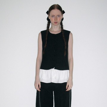 黑色 唱詩班 羊毛精紡馬甲 可拆花邊西裝背心